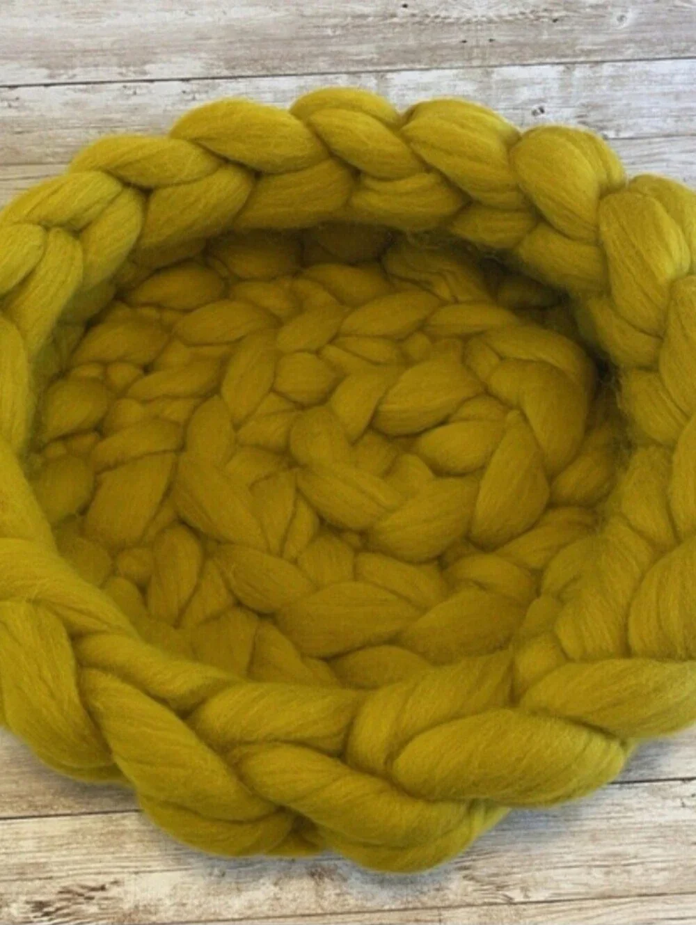 Cat / Small Dog Yarn Bed Mustard Yellow Chunky Yarn Homemade Merino Wool Cozy